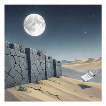 映在长城上的月