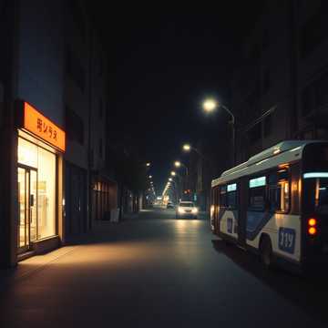 路灯把影子拉得好长