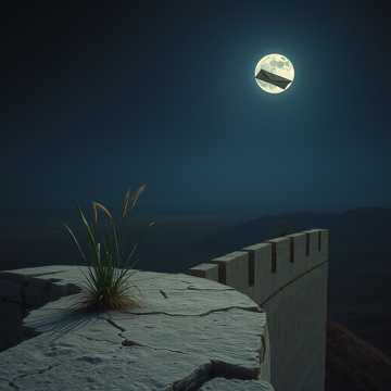 映在长城上的月