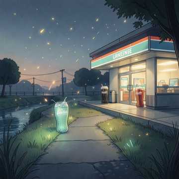 夏天微风拂过萤火虫的夜晚