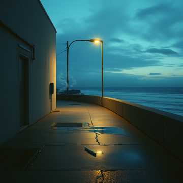 海浪后的烟