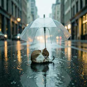 雨伞下的猫