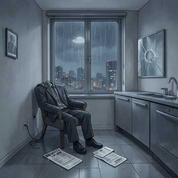 The morning with a gray mask