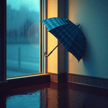 蓝色格子伞