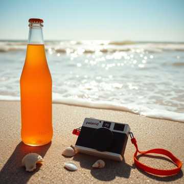 橘子汽水的海边夏天