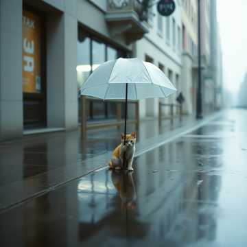 雨伞下的猫