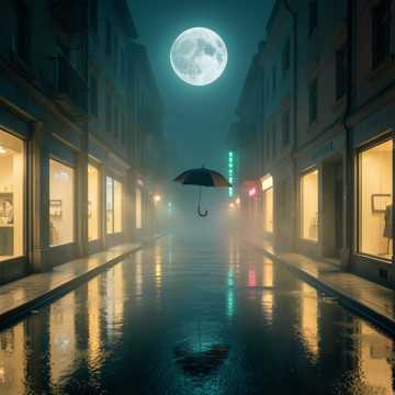 夜色里漫步的人