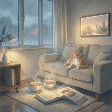 雨天窝在沙发上