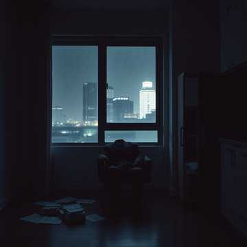 The morning with a gray mask