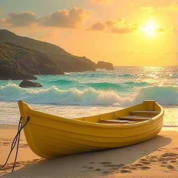 柠檬船与浪花邮戳