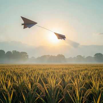 稻田里的纸飞机