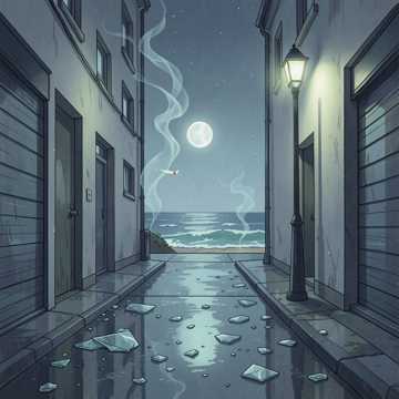 海浪后的烟