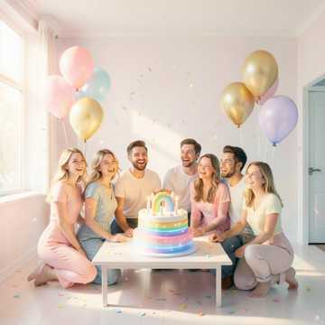 蛋糕上的彩虹光