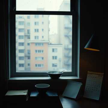 窗台有盏没关的灯