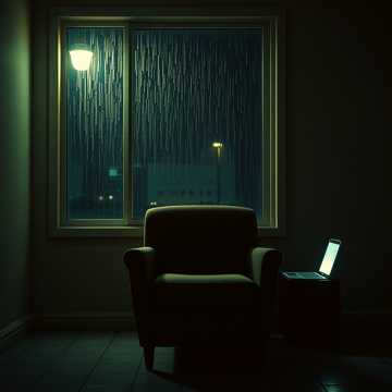 空椅子背对著窗