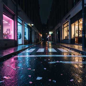 霓虹碎在柏油路