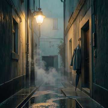 街灯把雨煮成烟