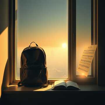 背包蒙尘的窗台