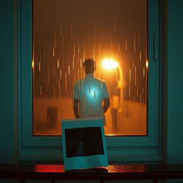 细雨打湿的落地灯