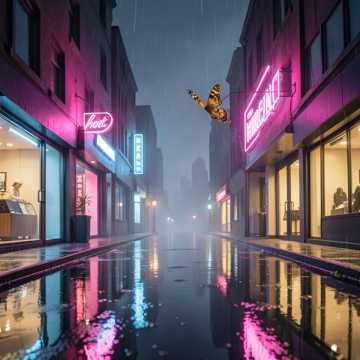 霓虹灯下的飞蛾