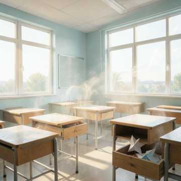 粉笔灰落满校服领