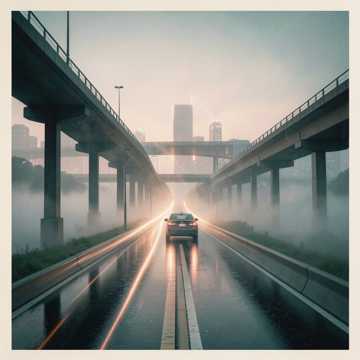 尾灯拉长的影子