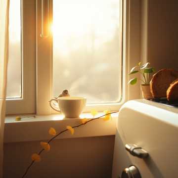 晨光淌进白瓷杯