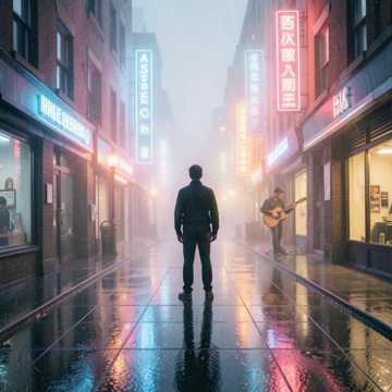 霓虹筛过空街道