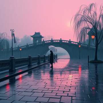 石桥烟雨
