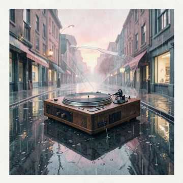 旧唱片机的雨