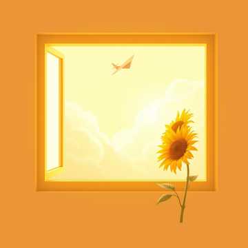 纸飞机与向日葵