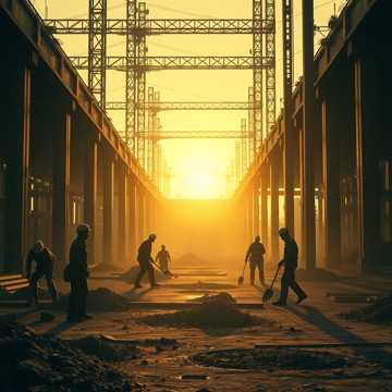 五一阳光洒在铁锹上