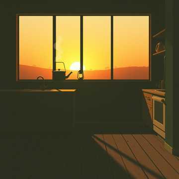 暖灯炊烟影