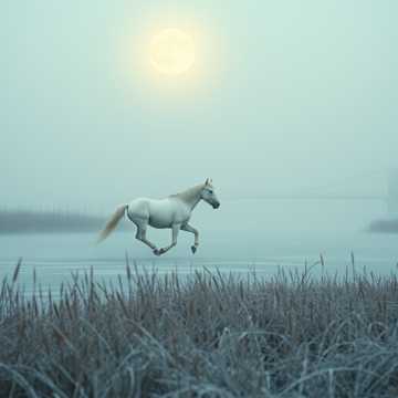 白马饮雪