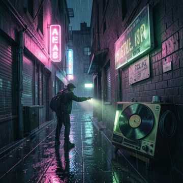 霓虹满泻的窄巷