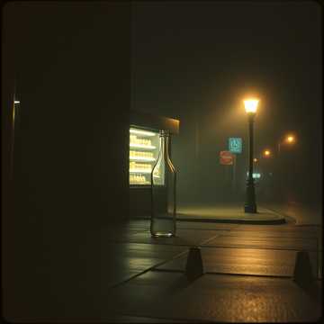空酒瓶映着街灯