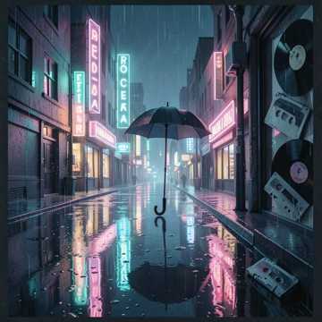 霓虹碎在雨里