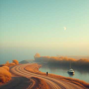 雾锁秋晨老树光