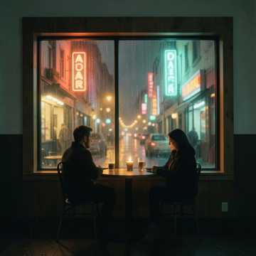 玻璃窗上的两杯美式