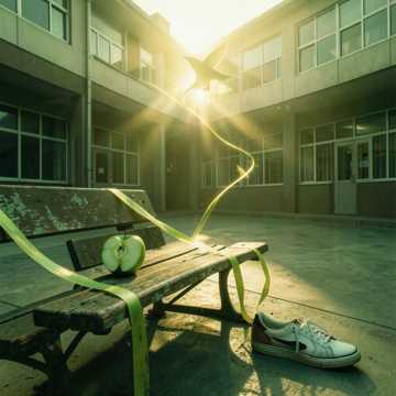 咬过的半颗青苹果