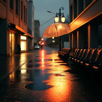 慢雨浸街灯