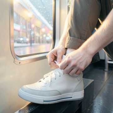 你弯腰系鞋带的瞬间