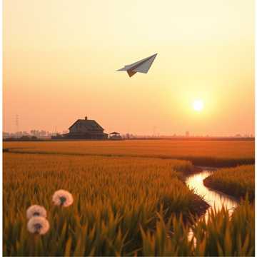 田埂上的纸飞机