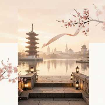 望周亭下看晚霞