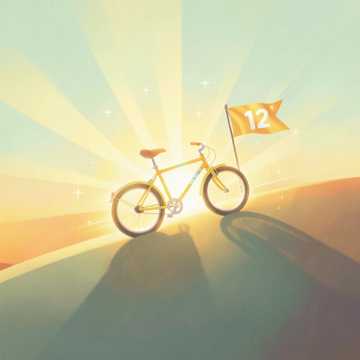 单车正往山坡跑