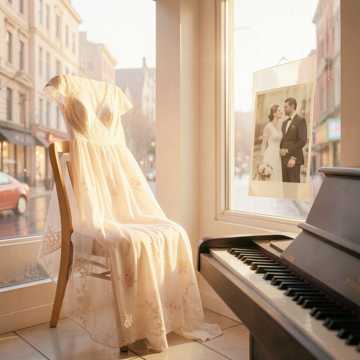 旧婚纱照上的晨光