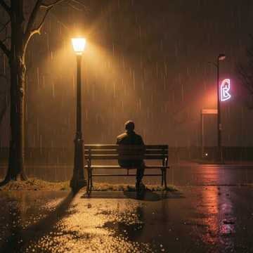 路灯长椅陪影子