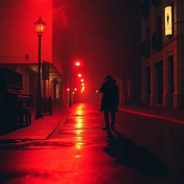 街灯熨过的影子