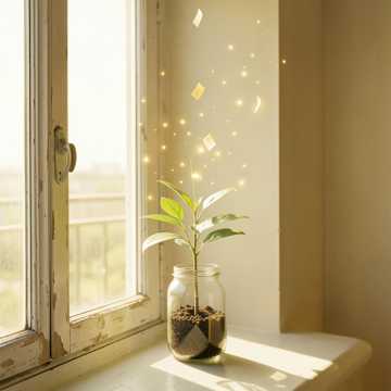 晨光摇暖旧窗框