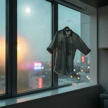 窗台晾着半件衬衫